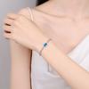 Pulseira Xindeyi em Prata Esterlina S925 com Moissanita Marquise Azul Safira, Design Ajustável e Simples