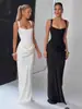 Vestido Elegante com Amarração na Cintura Estilo Transfronteiriço Vestido de Noite Feminino Sexy Franzido Bodycon Longo