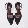 Zapatos de tacón alto de moda silenciosos para mujer de 6 cm 8,5 cm con punta fina, parte trasera hueca, tacones de aguja elegantes y correa en el tobillo