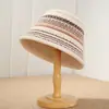 Chapéu de Pescador Listrado com Ponto Aberto e Cor Contrastante de Verão para Mulheres, Chapéu de Sol Versátil para Viagem ao Ar Livre com Proteção Solar, Chapéu Bucket Emagrecedor
