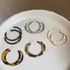 Pendientes de Aro Grandes de Acetato Color Ámbar para Mujer, Pendientes de Alta Gama de Moda, Accesorios de Oreja Coloridos Únicos Estilo Hong Kong para Verano