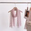 Nuevo pañuelo fino de seda con estampado floral pequeño 50*160, pañuelo largo de georgette estampado para mujer, protector solar, transpirable, versátil, pañuelo de viaje