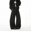 Pantalones de Hombre Retro Americano Negro Cimitarra Otoño Moderno Caída Casual Sueltos Rectos Pierna Ancha