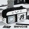 Estuche Musical de Gato con Notas Dobles y Estrellas, Estuche Ita Bag de Alto Valor con Orejas de Gato y Estrellas con Ventana Transparente para Mostrar Tarjetas Pequeñas, Gran Capacidad