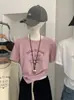 Camiseta Pulóver Manga Corta Cuello Redondo Estampado de Cachorro de Yoga de Dibujos Animados Anime Omalai para Mujer Primavera Top Cepillado 6409