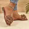 Pantuflas Planas Transfronterizas Europeas y Americanas para Mujer al por Mayor Casual Transfronterizo Comercio Exterior Flores Novedades Primavera y Verano Europeas y Americanas Venta al por Mayor Grande Tallas Grandes
