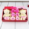 Lindo Creativo Día de la Mujer Día de la Madre Regalo Pareja Doble Oso Flor de Jabón Caja de Regalo Rosa Flor de Jabón Regalo