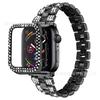 Adequado para Apple watch4/5/6/7 relógio inteligente rosca dupla fileira broca metal pulseira relógio + PC quadro do relógio