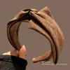 Diadema de corona alta estilo coreano, diadema de borde ancho, diadema para lavarse la cara con dientes, accesorio para el cabello de tela a cuadros de alta gama