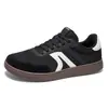 Tênis de Treino Alemão, Sapatos Color Block de Bico Largo Estilo Cruzado, Tênis Casuais Planos, Tênis Esportivos Modernos com Cadarço, Leves, Estilo Retro