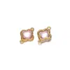 Colgante de Cristal de Vidrio Acero Inoxidable Oro de 18K Colgante de Trébol de Cuatro Hojas Accesorios de Joyería para Collares Pulseras Pendientes
