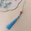 Guanshan Yue 12CM Borla Trébol de Cuatro Hojas Fu Zi Suzi Turquesa Imitación Abanico Colgante para Oreja Hanfu Cheongsam Bolsita Joyería