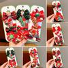 Horquilla navideña para niños, tocado navideño, muñeco de nieve, horquilla para niña pequeña, clip de seguridad, bolsa completa, tela, lindos accesorios para el cabello de bebé