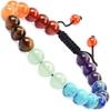 Pulseira Trançada com Contas Cristal Rosa Choque Olho de Tigre Amazonita Transfronteiriça Ajustável Colorida Pulseira de Contas Redondas Pulseira