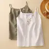 Camisola Bordada de Estilo Étnico para Mujer, Top de Algodón para Verano, Capa Interior de Lino, Camisa Base Delgada