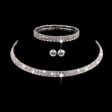 婚配饰品 贴脖项链套装 锆石首饰套装 镀银饰品 三件套426