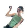 Camisola verde sin mangas fresca y juguetona de estilo francés, adecuada para el verano, se puede usar como capa interior o exterior, top de suéter tejido dulce y atrevido para mujer