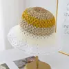 Sombrero de Paja Tejido para Mujer con Gradiente de Color Dopamina, Sombrero Transpirable para Vacaciones en la Costa, Sombrero de Sol para Mostrar la Cara, Sombrero de Pescador Pequeño
