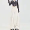 Jeans de Mezclilla de Tiro Alto de Pierna Ancha para Mujer, Nuevo Estilo Otoño, Corte Holgado para Mujeres de Tallas Grandes, Favorecedores para Cuerpo Tipo Pera, Pantalones de Pierna Recta A13920