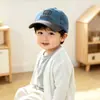 Gorra de béisbol con bloques de color estilo coreano para bebés, gorra de mezclilla con visera para niños y niñas, sombrero bordado con protección solar para niños