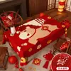 Mantel de Año Nuevo Mantel Festivo Rojo Mantel de Gama Alta Cubierta Impermeable de Mesa de Café Lujo Ligero