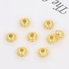 Cuentas redondas de platillo volador chapadas en oro real de 18 quilates, cuentas de placa de retención de color oro de 14 quilates, material de accesorios de joyería para pulseras DIY