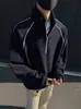Moletom Americano Retrô com Meio Zíper e Manga Longa, Unissex, Coleção de Primavera, Design de Nicho, Caimento Solto e Casual, Peça de Roupa Cleanfit