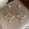Pendientes de Botón Geométricos de Perlas y Pedrería Estilo Corte Usados Personalidad de Nicho Retro Pendientes Exquisitos Lujo Ligero Sensación de Gama Alta Accesorios para Pendientes
