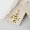Brincos Criativos de Gotejamento de Óleo Cobre Banhado a Ouro 18k Micro Zircônia Olho de Hórus Brincos de Franja Moda Europeia e Americana Feminina