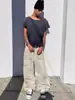 Jeans rectos de moda estilo americano para hombre, desgastados, rotos, lavados, vintage, pantalones casuales de pierna ancha, holgados, estilo callejero