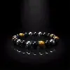 Pulseira de Cristal Mais Vendida Transfronteiriça Pulseira Elástica Feita à Mão com Contas para Homens e Mulheres Pulseira da Sorte para Casais Olho de Tigre Obsidiana
