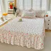 Faldón de Cama de Encaje 100% Algodón Pieza Única Verano Antideslizante Cubierta de Cama de Algodón Puro Estilo Faldón de Cama Estilo Princesa 1.5m/1.8m Cubierta Protectora