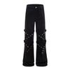 Calça Cargo Oreeta Tridimensional com Tiras Levemente Flare para Homens e Mulheres Estilo Tendência com Visual Emagrecedor