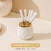 Tenedor de fruta cuchara de aspecto elegante tarro de almacenamiento de cerámica traje creativo tenedor de fruta de acero inoxidable tenedor para el hogar popular en línea