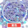 Lantejoulas para unha flor de ameixa 5mm, material de preenchimento diy areia movediça epóxi, patch de glitter, glitter com furo, joia 10g