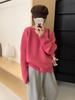 Otoño e Invierno nuevo estilo coreano retro color caramelo glutinoso suave jersey de punto holgado para mujer de cuello redondo grueso