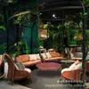 Sofá de Ocio al Aire Libre Nórdico Sofá de Mimbre para Exteriores Muebles de Sol Silla de Mimbre Simple Sofá Combinación para Sala de Estar de Villa