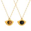 Collar de Acero de Titanio Nuevo Más Vendido, Cadena de Boca de Pez con Piedra Natural de Ojo de Tigre Vintage, Diseño de Nicho, Collar de Lujo Ligero de Moda para Mujeres