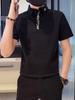 Polo de Manga Corta para Hombre Verano Delgado Ajustado Solapa Bordado Paul Trendy Guapo Camiseta Casual de Media Manga para Hombre