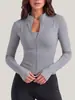 Ropa atlética y de fitness europea y americana transfronteriza de Amazon, chaqueta con cremallera, prenda exterior ajustada, top de manga larga para correr y yoga de otoño/invierno