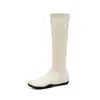 Botas de Montar de Moda Estilo Británico de Caña Alta de 3 cm 2026 Otoño/Invierno Nuevas Punta Redonda Suela Plana Cremallera Trasera Adelgazantes Botas Largas