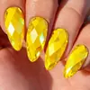 Uñas Postizas Doradas Brillantes de Metal Galvanizado Iridiscente con Forma de Rombo Multifacético Estéreo 3D Moda Europea y Americana Redondas con Forma de Almendra