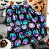 Manta de Franela Halloween Patrón Multicolor Manta Personalizada Manta con Impresión Digital Fabricante Original Venta al por Mayor