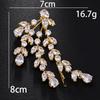 Horquilla de cristal de lujo ligero europeo y americano con circonita, accesorios de boda, pinza de palabra simple de moda, horquilla de tocado de novia