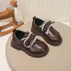 Zapatos Pequeños de Cuero Estilo Princesa con Suela Suave para Niñas Estilo Primavera y Otoño Zapatos Individuales Infantiles con Suela Suave Zapatos Pequeños de Cuero Negros para Actuaciones Escolares de Estudiantes