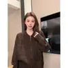Jaqueta Suéter de Tricô Grossa com Zíper de Cor Sólida para Mulheres, Outono e Inverno Estilo Preguiçoso Solto Top Cardigan de Tricô Grosso de Alta Qualidade