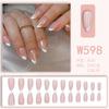 Uñas francesas de color sólido almendra temperamento líneas de brillo blanco comercio exterior europeo y americano simple dulce generoso caja de 24