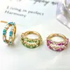 Aretes de anillo brillantes de doble capa con corte marquise de aleación de titanio F136 en dorado, Aretes para piercing labial de titanio G23 con rosca interna y circonita