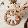 Selección Premium Base para Maceta de Madera Maciza, Base Redonda de Nogal Negro para Tazón, Base de Madera con Forma de Pétalo para el Hogar, Base Gruesa con Aislamiento Térmico