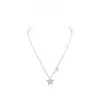 Collar Colgante de Estrella y Luna con Diamantes Completos, Moda Versátil Exquisita de Nicho, Cadena para Clavícula con Diseño Único de Lujo Ligero